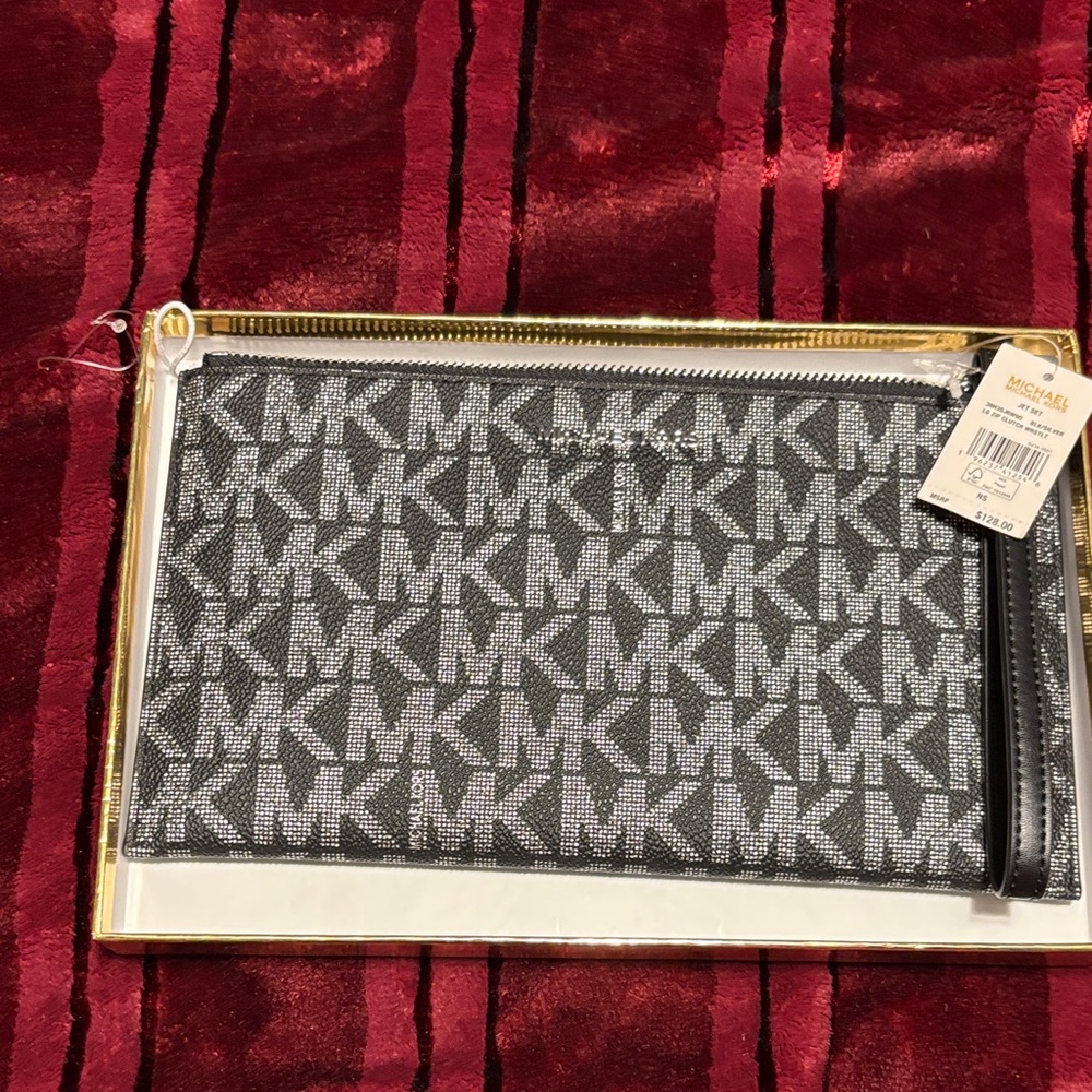 Michael Kors Monogram Black and White Clutch